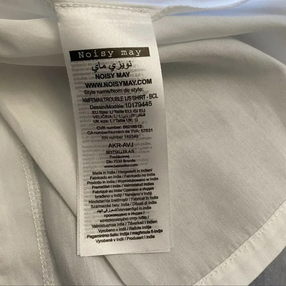 Noisy May Crisp white shirt open back sexy Large (check measurements) EUC - Picture 9 of 11